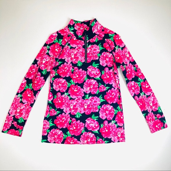 Mud Pie Tops - Mud Pie Peony Pullover With Gold 3/4 Zip 4